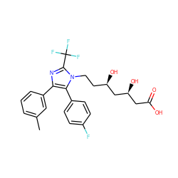 Cc1cccc(-c2nc(C(F)(F)F)n(CC[C@@H](O)C[C@@H](O)CC(=O)O)c2-c2ccc(F)cc2)c1 ZINC000013833934