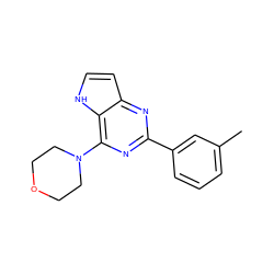 Cc1cccc(-c2nc(N3CCOCC3)c3[nH]ccc3n2)c1 ZINC000049069256