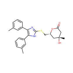 Cc1cccc(-c2nc(SC[C@H]3C[C@@](C)(O)CC(=O)O3)[nH]c2-c2cccc(C)c2)c1 ZINC000013730495