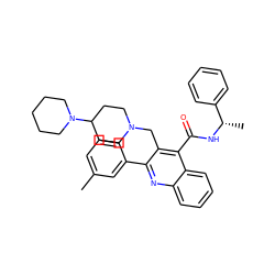 Cc1cccc(-c2nc3ccccc3c(C(=O)N[C@@H](C)c3ccccc3)c2CN2CCC(N3CCCCC3)CC2)c1 ZINC001772584657