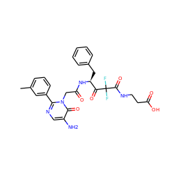 Cc1cccc(-c2ncc(N)c(=O)n2CC(=O)N[C@@H](Cc2ccccc2)C(=O)C(F)(F)C(=O)NCCC(=O)O)c1 ZINC000028755722