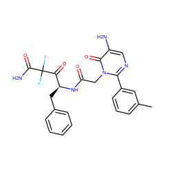 Cc1cccc(-c2ncc(N)c(=O)n2CC(=O)N[C@@H](Cc2ccccc2)C(=O)C(F)(F)C(N)=O)c1 ZINC000013862593