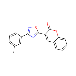 Cc1cccc(-c2noc(-c3cc4ccccc4oc3=O)n2)c1 ZINC000000386269