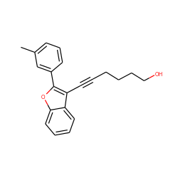 Cc1cccc(-c2oc3ccccc3c2C#CCCCCO)c1 ZINC000015934059