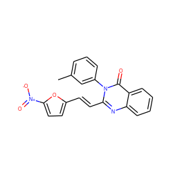 Cc1cccc(-n2c(/C=C/c3ccc([N+](=O)[O-])o3)nc3ccccc3c2=O)c1 ZINC000004142545