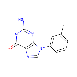 Cc1cccc(-n2cnc3c(=O)[nH]c(N)nc32)c1 ZINC000001745648