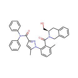 Cc1cccc(-n2nc(C(=O)N(c3ccccc3)c3ccccc3)cc2C)c1C(=O)N1Cc2ccccc2C[C@@H]1CO ZINC000042806474