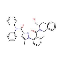 Cc1cccc(-n2nc(C(=O)N(c3ccccc3)c3ccccc3)cc2C)c1C(=O)N1Cc2ccccc2C[C@H]1CO ZINC000042835539