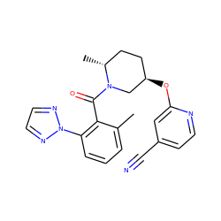 Cc1cccc(-n2nccn2)c1C(=O)N1C[C@H](Oc2cc(C#N)ccn2)CC[C@H]1C ZINC000096167281