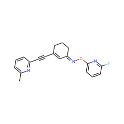 Cc1cccc(C#CC2=C/C(=N/Oc3cccc(F)n3)CCC2)n1 ZINC000049784414