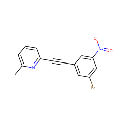 Cc1cccc(C#Cc2cc(Br)cc([N+](=O)[O-])c2)n1 ZINC000071295505