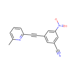 Cc1cccc(C#Cc2cc(C#N)cc([N+](=O)[O-])c2)n1 ZINC000071294212