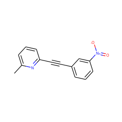 Cc1cccc(C#Cc2cccc([N+](=O)[O-])c2)n1 ZINC000028369214