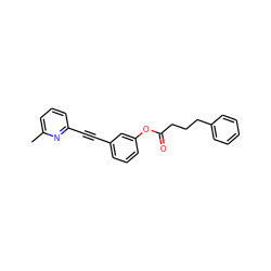 Cc1cccc(C#Cc2cccc(OC(=O)CCCc3ccccc3)c2)n1 ZINC000028369072