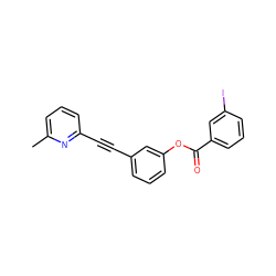 Cc1cccc(C#Cc2cccc(OC(=O)c3cccc(I)c3)c2)n1 ZINC000028362509