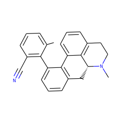 Cc1cccc(C#N)c1-c1cccc2c1-c1cccc3c1[C@@H](C2)N(C)CC3 ZINC000001493886