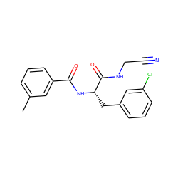 Cc1cccc(C(=O)N[C@@H](Cc2cccc(Cl)c2)C(=O)NCC#N)c1 ZINC000043079125