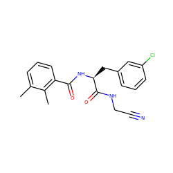 Cc1cccc(C(=O)N[C@@H](Cc2cccc(Cl)c2)C(=O)NCC#N)c1C ZINC000043121145