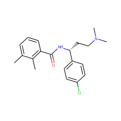 Cc1cccc(C(=O)N[C@H](CCN(C)C)c2ccc(Cl)cc2)c1C ZINC000013684663