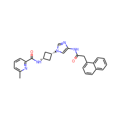 Cc1cccc(C(=O)N[C@H]2C[C@@H](n3cnc(NC(=O)Cc4cccc5ccccc45)c3)C2)n1 ZINC000253685225