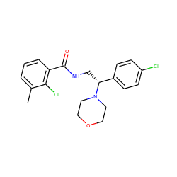 Cc1cccc(C(=O)NC[C@H](c2ccc(Cl)cc2)N2CCOCC2)c1Cl ZINC000207596123