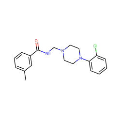 Cc1cccc(C(=O)NCN2CCN(c3ccccc3Cl)CC2)c1 ZINC000013762302