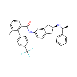 Cc1cccc(C(=O)Nc2ccc3c(c2)C[C@@H](N[C@@H](C)c2ccccc2)C3)c1-c1ccc(C(F)(F)F)cc1 ZINC000040407538