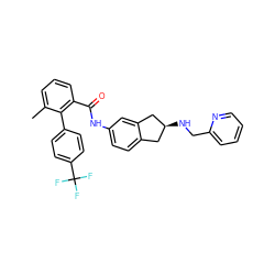 Cc1cccc(C(=O)Nc2ccc3c(c2)C[C@@H](NCc2ccccn2)C3)c1-c1ccc(C(F)(F)F)cc1 ZINC000013471218