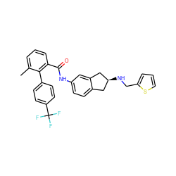 Cc1cccc(C(=O)Nc2ccc3c(c2)C[C@@H](NCc2cccs2)C3)c1-c1ccc(C(F)(F)F)cc1 ZINC000040914545