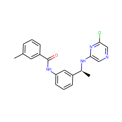 Cc1cccc(C(=O)Nc2cccc([C@H](C)Nc3cncc(Cl)n3)c2)c1 ZINC000040829447