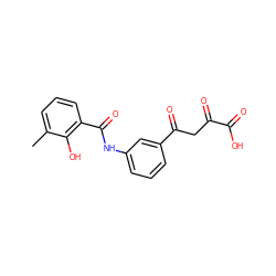 Cc1cccc(C(=O)Nc2cccc(C(=O)CC(=O)C(=O)O)c2)c1O ZINC000101617651