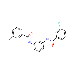 Cc1cccc(C(=O)Nc2cccc(NC(=O)c3cccc(F)c3)c2)c1 ZINC000041091610