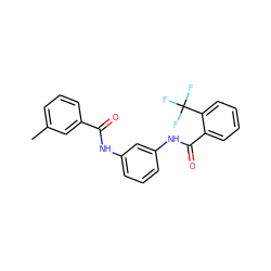 Cc1cccc(C(=O)Nc2cccc(NC(=O)c3ccccc3C(F)(F)F)c2)c1 ZINC000169303967