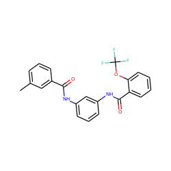 Cc1cccc(C(=O)Nc2cccc(NC(=O)c3ccccc3OC(F)(F)F)c2)c1 ZINC000169340151