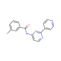 Cc1cccc(C(=O)Nc2ccnc(-c3ccncc3)n2)c1 ZINC000005755003