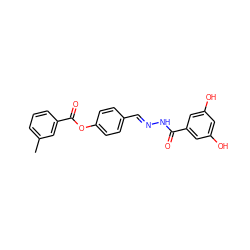 Cc1cccc(C(=O)Oc2ccc(/C=N/NC(=O)c3cc(O)cc(O)c3)cc2)c1 ZINC000015933909