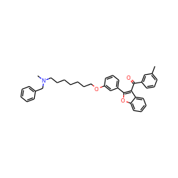 Cc1cccc(C(=O)c2c(-c3cccc(OCCCCCCCN(C)Cc4ccccc4)c3)oc3ccccc23)c1 ZINC000095573222