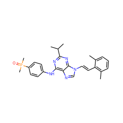 Cc1cccc(C)c1/C=C/n1cnc2c(Nc3ccc(P(C)(C)=O)cc3)nc(C(C)C)nc21 ZINC000040862128