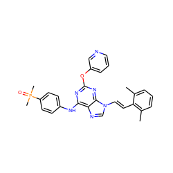 Cc1cccc(C)c1/C=C/n1cnc2c(Nc3ccc(P(C)(C)=O)cc3)nc(Oc3cccnc3)nc21 ZINC000040865903