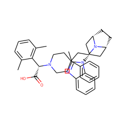 Cc1cccc(C)c1[C@@H](C(=O)O)N1CCC(CCN2[C@H]3CC[C@@H]2C[C@H](n2c(C)nc4ccccc42)C3)(c2ccccc2)CC1 ZINC000101193589