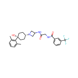 Cc1cccc(C)c1[C@]1(O)CC[C@@H](N2CC(NC(=O)CNC(=O)c3cccc(C(F)(F)F)c3)C2)CC1 ZINC000101441479