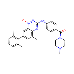 Cc1cccc(C)c1-c1cc(C)c2nc(Nc3ccc(C(=O)N4CCN(C)CC4)cc3)n[n+]([O-])c2c1 ZINC000096167722