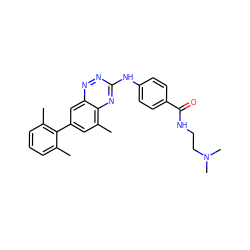 Cc1cccc(C)c1-c1cc(C)c2nc(Nc3ccc(C(=O)NCCN(C)C)cc3)nnc2c1 ZINC000035850070