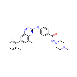 Cc1cccc(C)c1-c1cc(C)c2nc(Nc3ccc(C(=O)NN4CCN(C)CC4)cc3)nnc2c1 ZINC000028702867