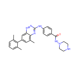 Cc1cccc(C)c1-c1cc(C)c2nc(Nc3ccc(C(=O)NN4CCNCC4)cc3)nnc2c1 ZINC000028702869