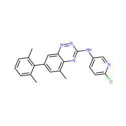 Cc1cccc(C)c1-c1cc(C)c2nc(Nc3ccc(Cl)nc3)nnc2c1 ZINC000096167730