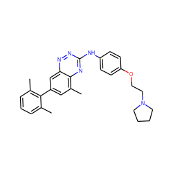 Cc1cccc(C)c1-c1cc(C)c2nc(Nc3ccc(OCCN4CCCC4)cc3)nnc2c1 ZINC000034643022