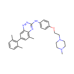 Cc1cccc(C)c1-c1cc(C)c2nc(Nc3ccc(OCCN4CCN(C)CC4)cc3)nnc2c1 ZINC000028702854