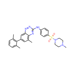 Cc1cccc(C)c1-c1cc(C)c2nc(Nc3ccc(S(=O)(=O)N4CCN(C)CC4)cc3)nnc2c1 ZINC000028604012