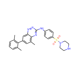 Cc1cccc(C)c1-c1cc(C)c2nc(Nc3ccc(S(=O)(=O)N4CCNCC4)cc3)nnc2c1 ZINC000037858298